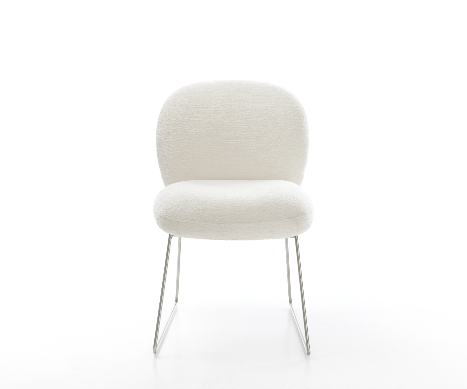Jídelní židle Nube-Flex bouclé měkký béžová tenká podnož nerezová ocel taštičkové pružiny - Obrázek 2