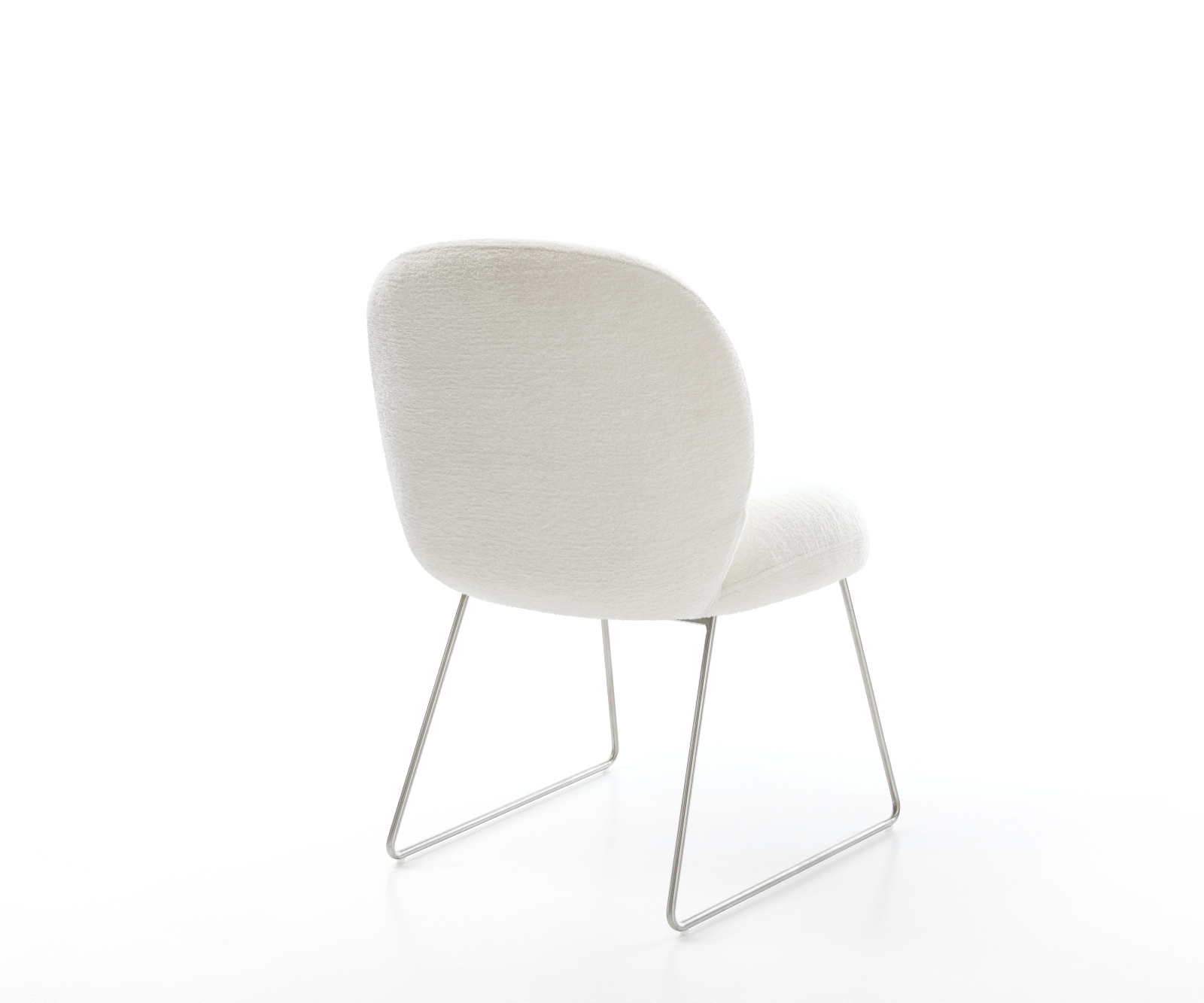 Jídelní židle Nube-Flex bouclé měkký béžová tenká podnož nerezová ocel taštičkové pružiny - Obrázek 5