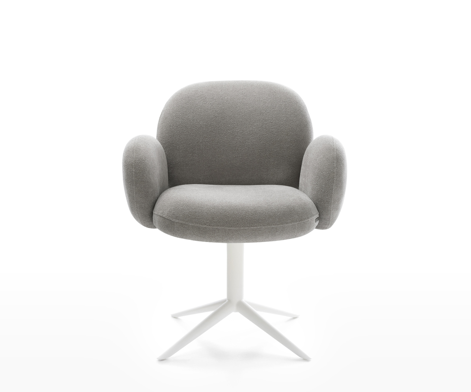 Jídelní židle Nube-Flex s područkami strukturovaná látka Měkký šedá křížová podnož bílá 360° otočný houpací funkce taštičkové pružiny - Obrázek 2