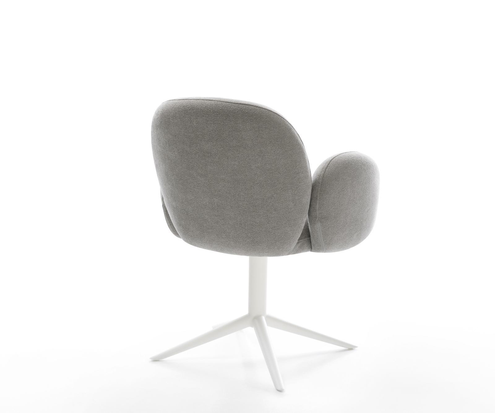 Jídelní židle Nube-Flex s područkami strukturovaná látka Měkký šedá křížová podnož bílá 360° otočný houpací funkce taštičkové pružiny - Obrázek 5