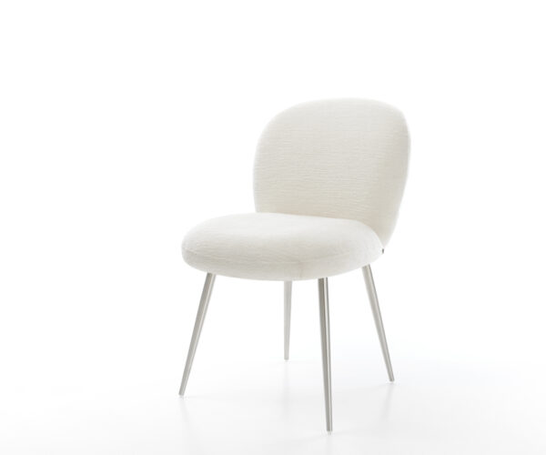 Jídelní židle Nube-Flex bouclé měkký béžová 4-nohá zúžená nerezová ocel taštičkové pružiny