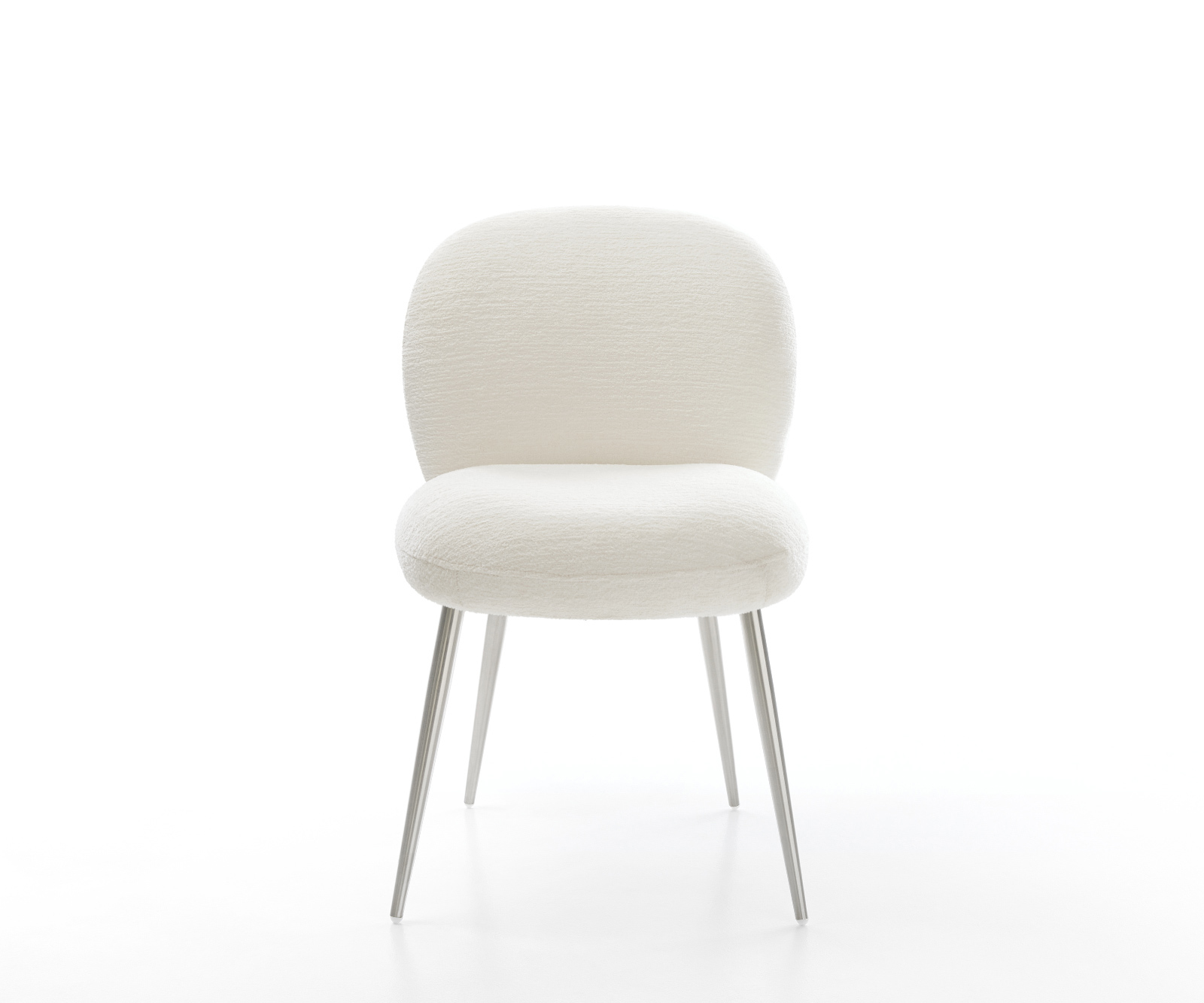 Jídelní židle Nube-Flex bouclé měkký béžová 4-nohá zúžená nerezová ocel taštičkové pružiny - Obrázek 2