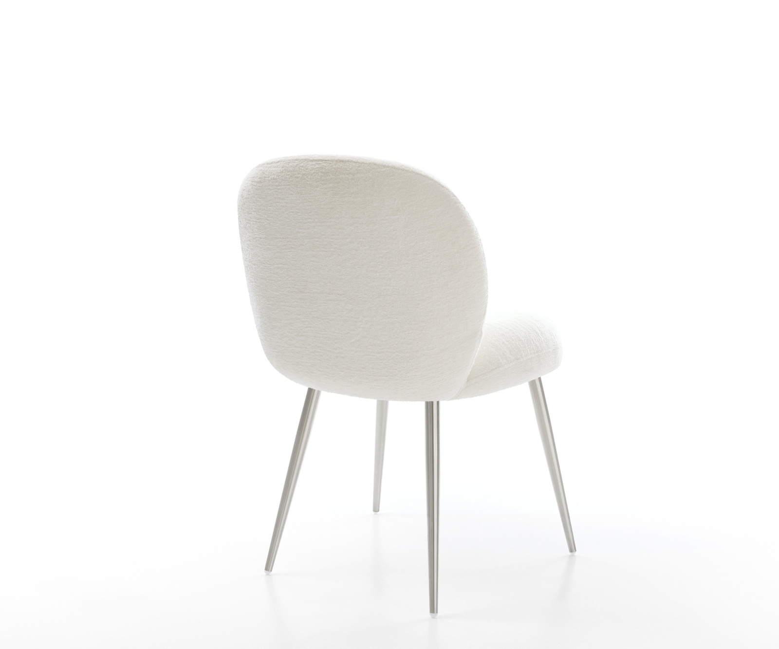 Jídelní židle Nube-Flex bouclé měkký béžová 4-nohá zúžená nerezová ocel taštičkové pružiny - Obrázek 5