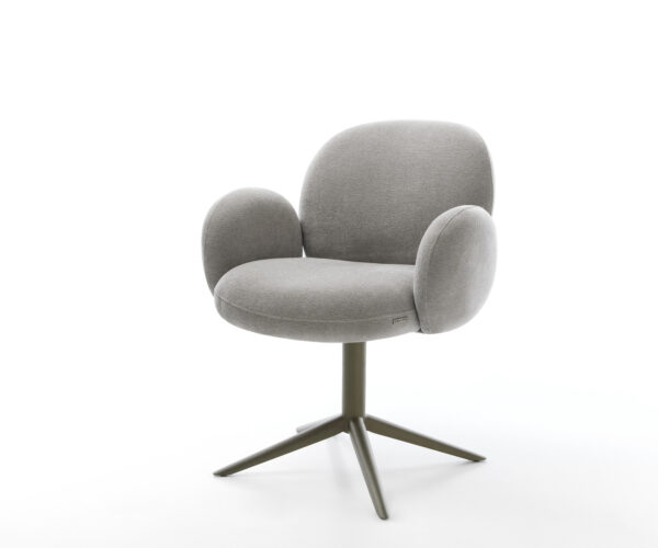 Jídelní židle Nube-Flex s područkami potahová látka Měkký šedá křížová podnož Titanová barva 360° otočný houpací funkce taštičkové pružiny