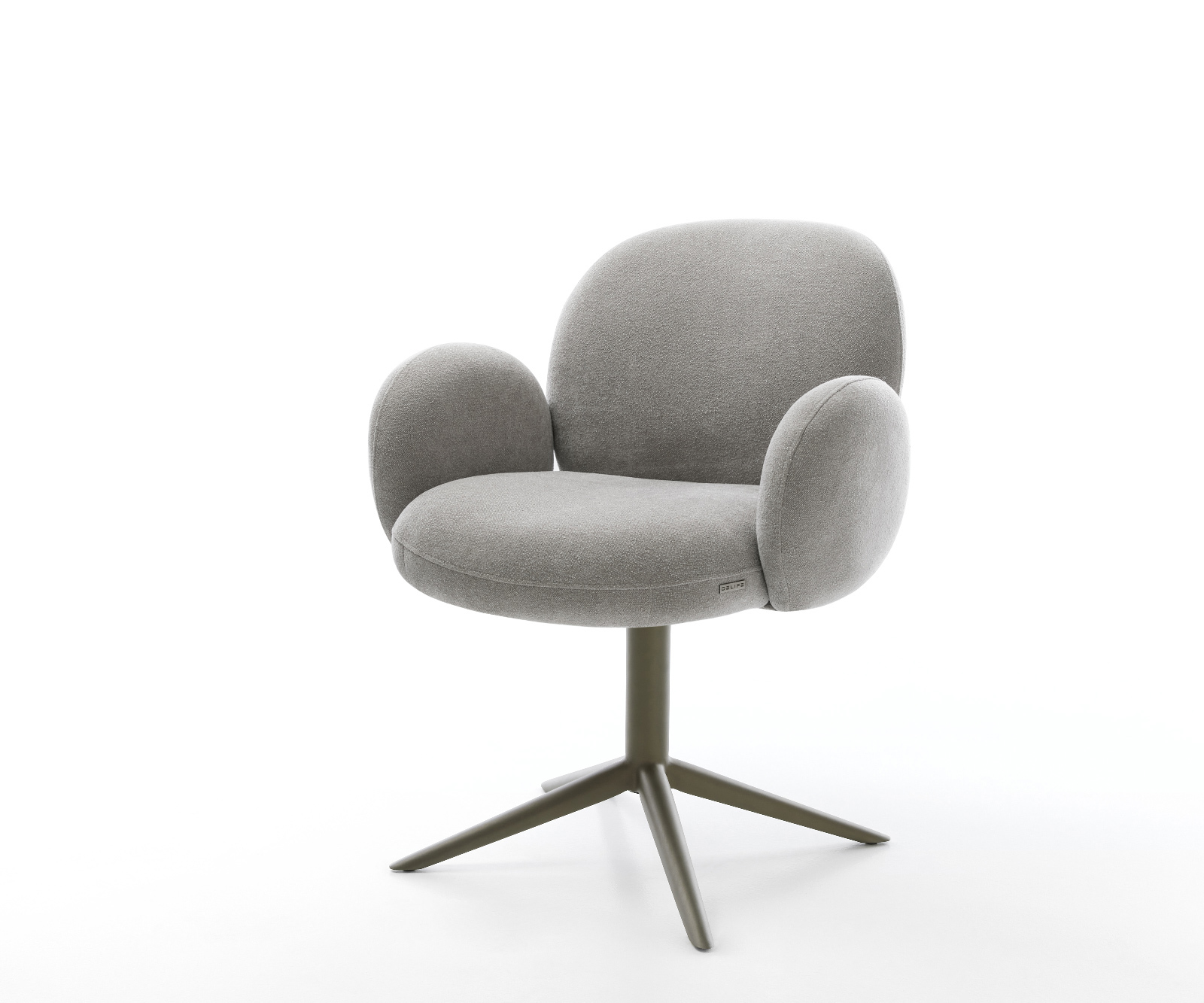 Jídelní židle Nube-Flex s područkami potahová látka Měkký šedá křížová podnož Titanová barva 360° otočný houpací funkce taštičkové pružiny