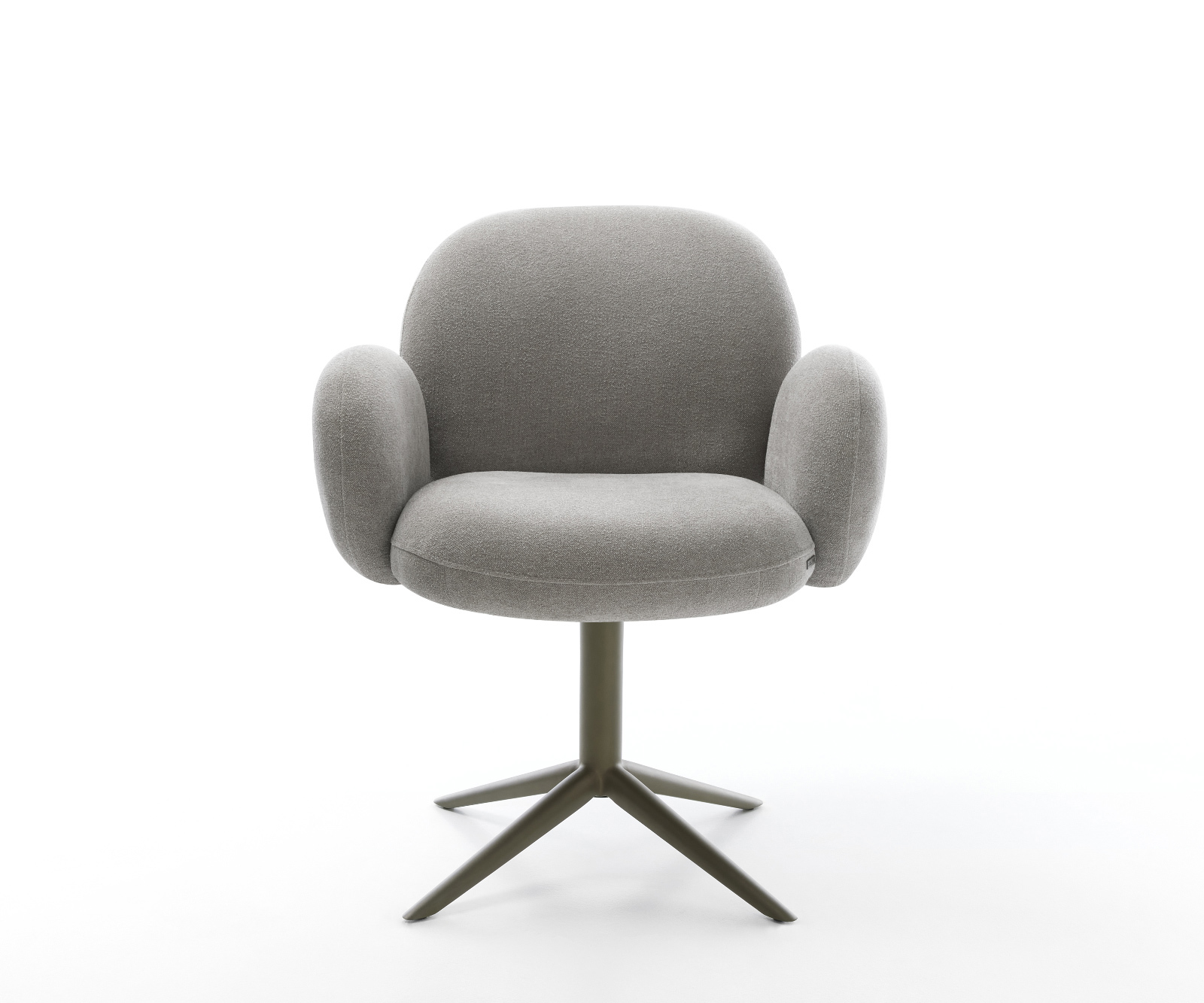 Jídelní židle Nube-Flex s područkami potahová látka Měkký šedá křížová podnož Titanová barva 360° otočný houpací funkce taštičkové pružiny - Obrázek 2