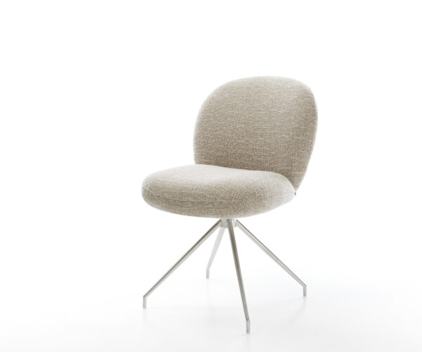 Jídelní židle Nube-Flex látka Měkký béžová křížová podnož zúžená nerezová ocel taštičkové pružiny