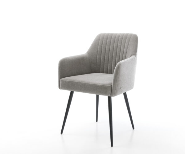 Jídelní židle Greg-Flex strukturovaná látka Měkký šedá 4-nohá zúžená černá taštičkové pružiny