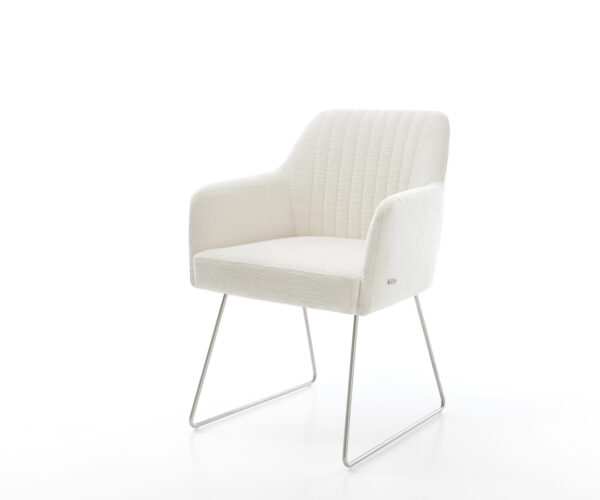 Jídelní židle Greg-Flex bouclé měkký béžová tenká podnož nerezová ocel taštičkové pružiny