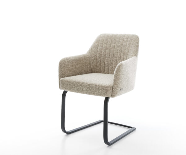 Jídelní židle Greg-Flex látka Měkký béžová jídelní židle plochá černá taštičkové pružiny