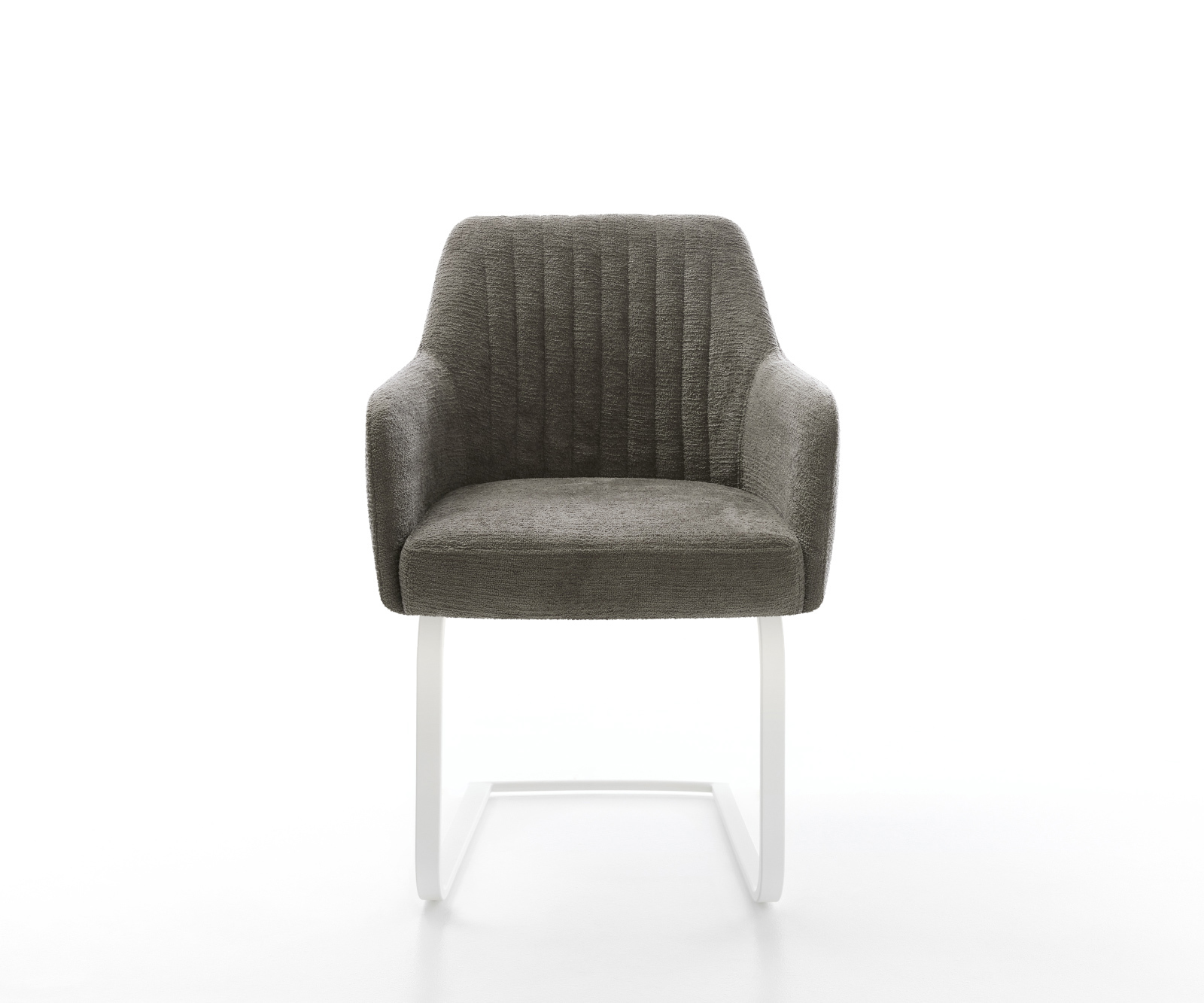 Jídelní židle Greg-Flex bouclé měkký tmavě béžová konzolová podnož plochá bílá taštičkové pružiny - Obrázek 2