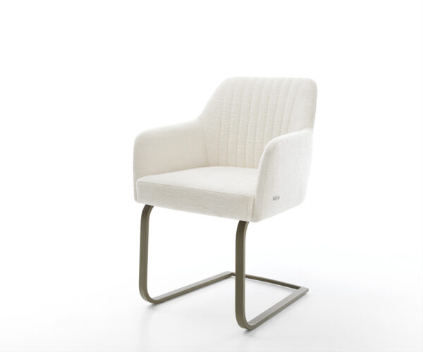 Jídelní židle Greg-Flex bouclé měkký béžová jídelní židle plochá titanová barva taštičkové pružiny