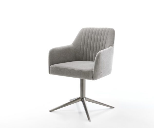 Jídelní židle Greg-Flex tkanina Měkký šedá křížová podnož grafit 360° otočný houpací funkce taštičkové pružiny