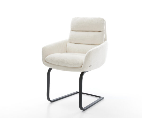 Jídelní židle Abelia-Flex s područkami bouclé měkký béžová jídelní židle plochá černá