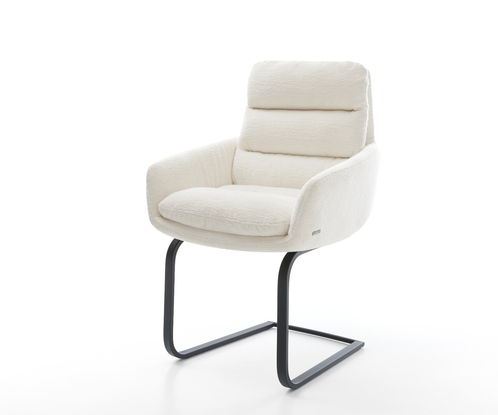 Jídelní židle Abelia-Flex s područkami bouclé měkký béžová jídelní židle plochá černá