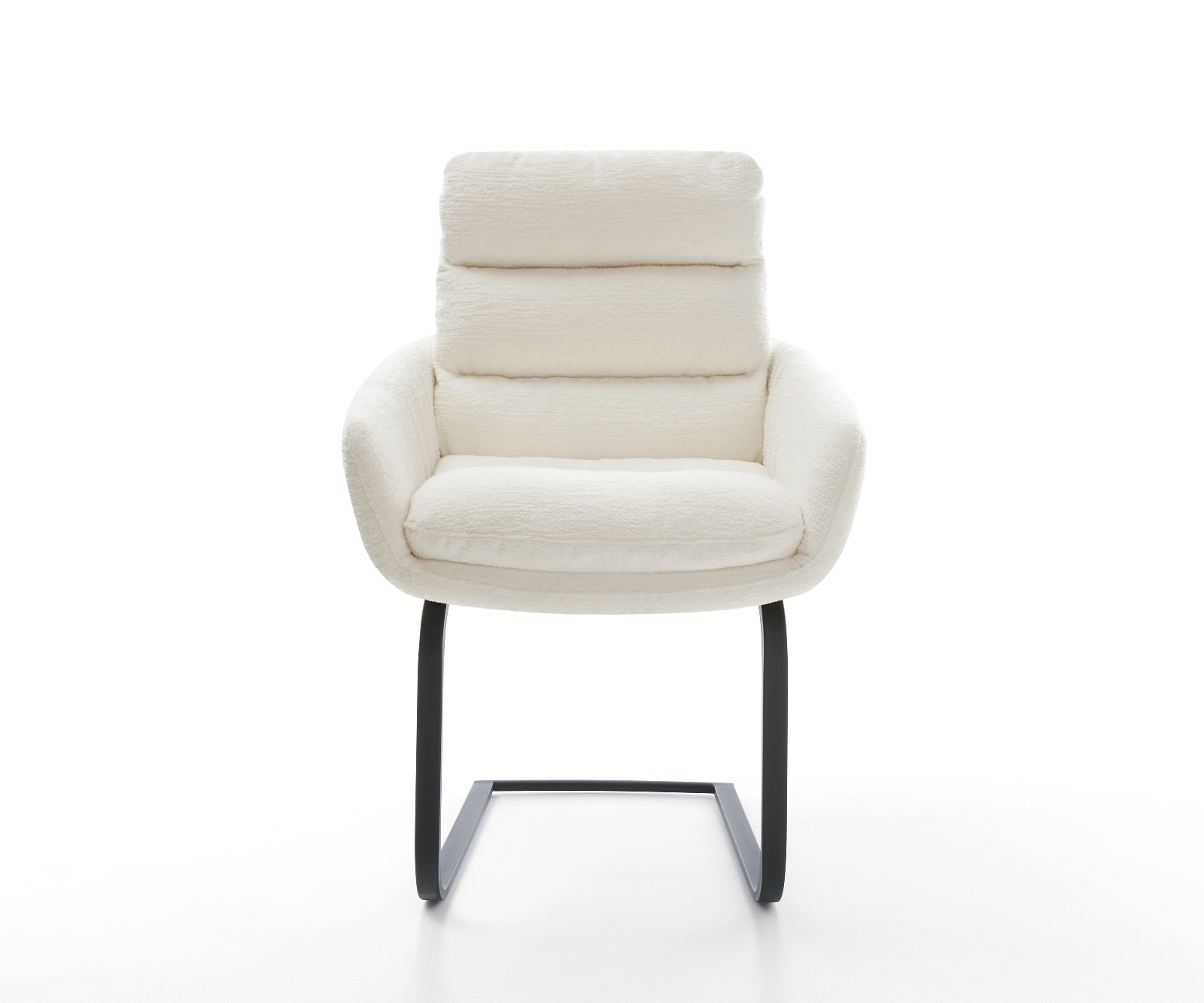 Jídelní židle Abelia-Flex s područkami bouclé měkký béžová jídelní židle plochá černá - Obrázek 2