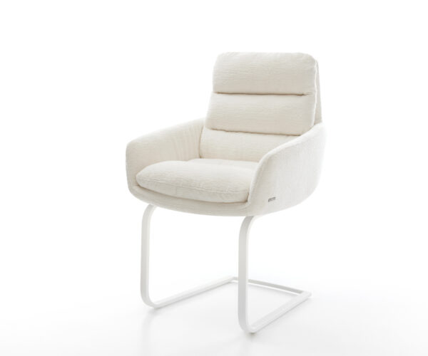 Jídelní židle Abelia-Flex s područkami bouclé měkký béžová jídelní židle plochá bílá