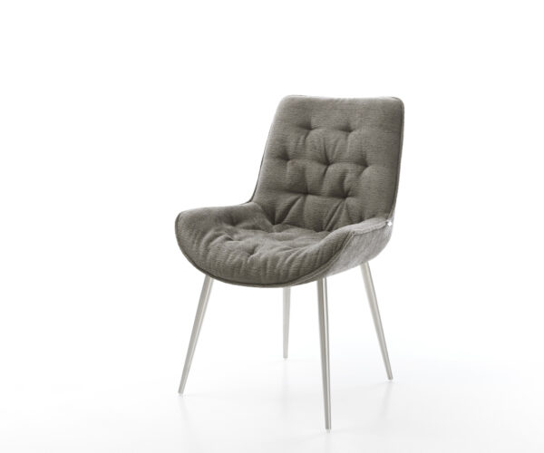 Jídelní židle Taimi-Flex bouclé měkký tmavě béžová 4-nohá zúžená nerezová ocel