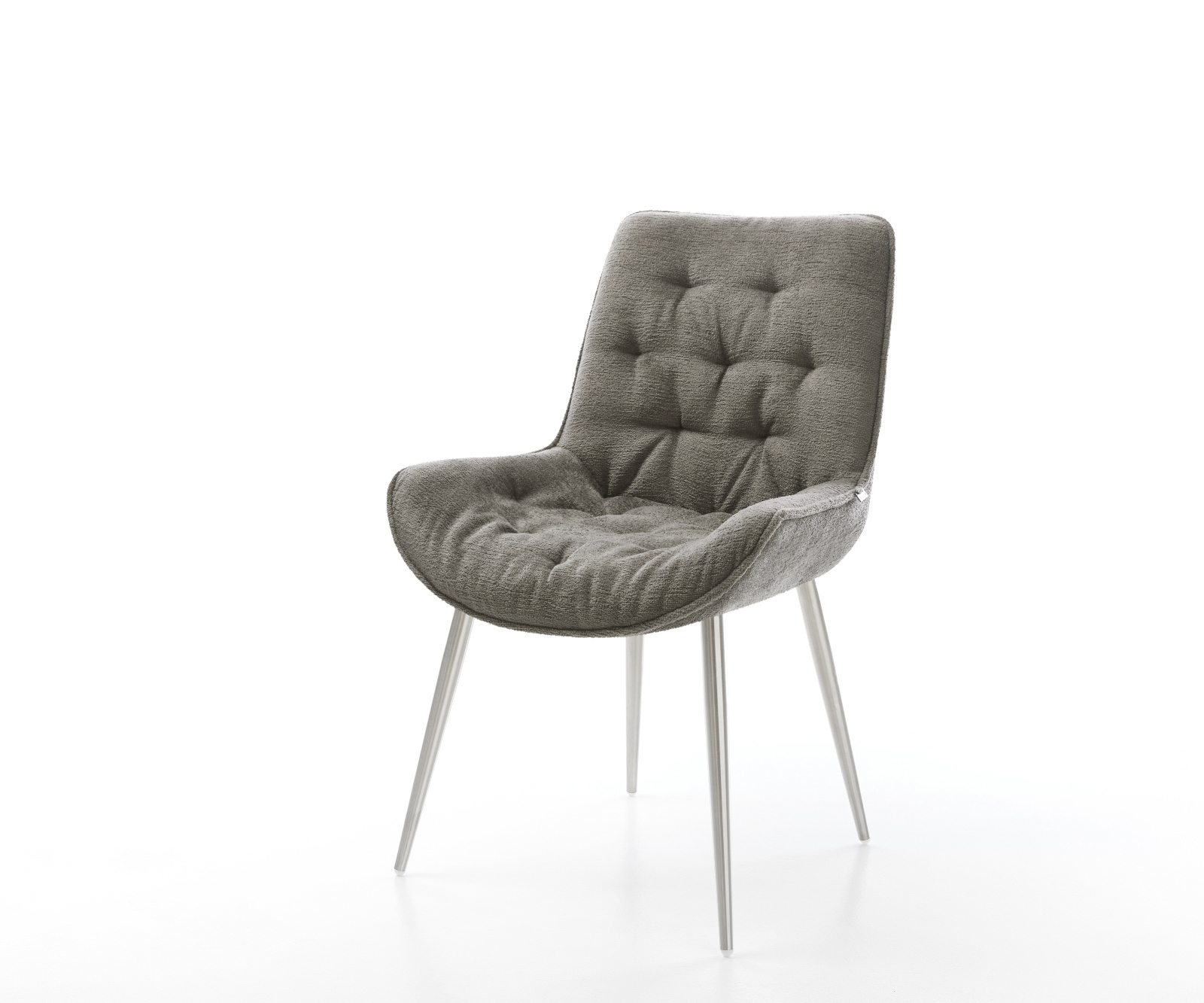 Jídelní židle Taimi-Flex bouclé měkký tmavě béžová 4-nohá zúžená nerezová ocel