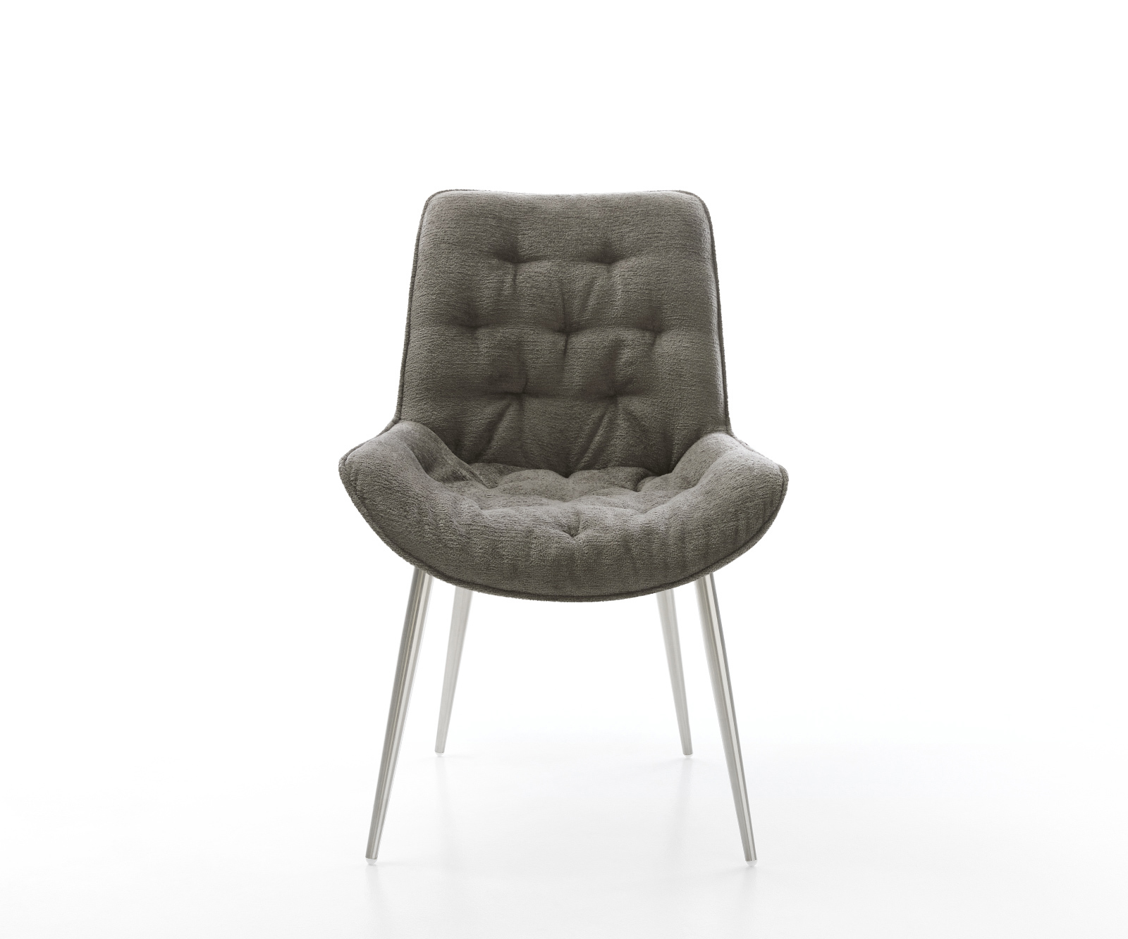 Jídelní židle Taimi-Flex bouclé měkký tmavě béžová 4-nohá zúžená nerezová ocel - Obrázek 2