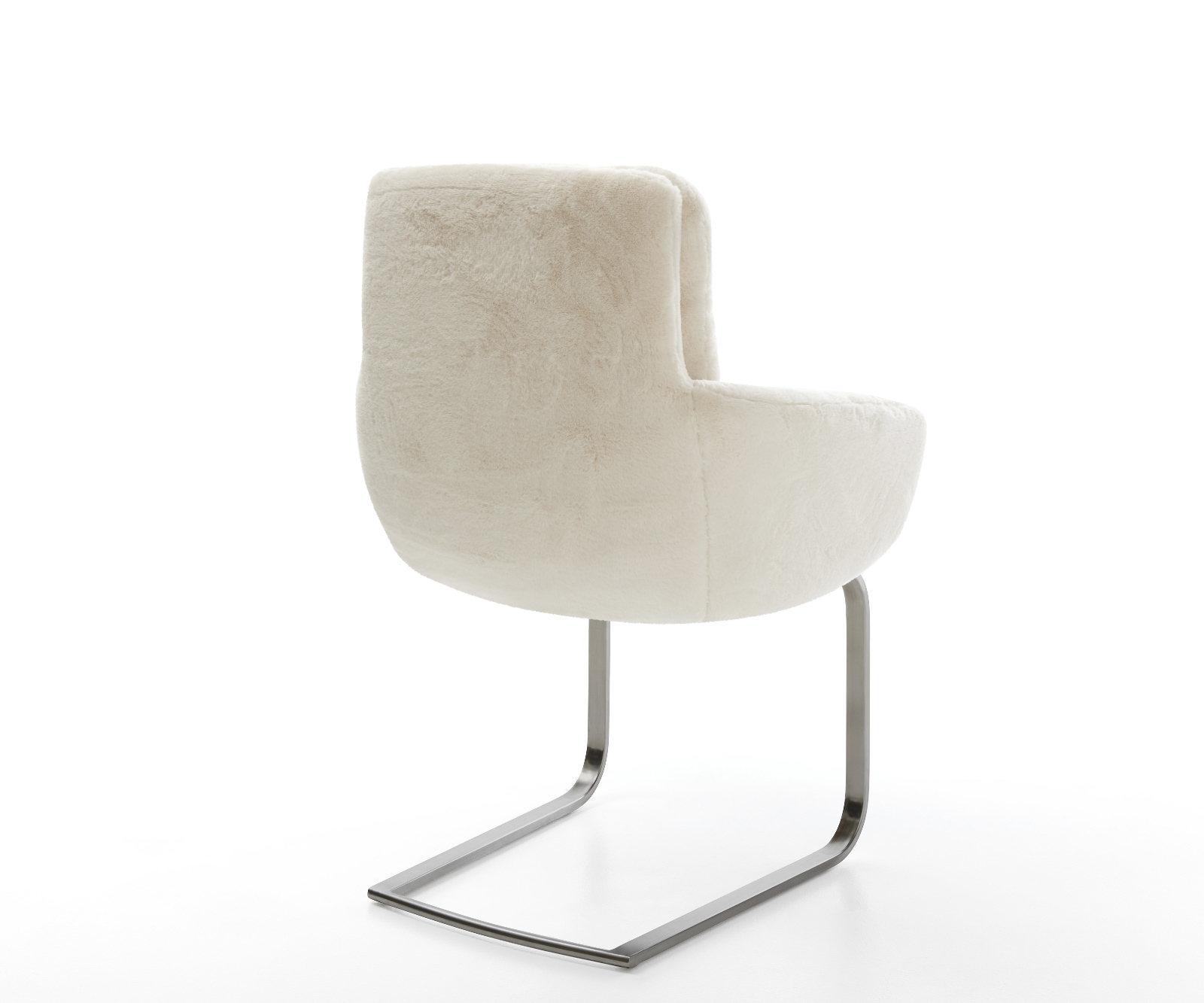 Jídelní židle Abelia-Flex s područkami plyšový manšestr krémovo-bílá konzolová podnož plochá grafitová - Obrázek 5