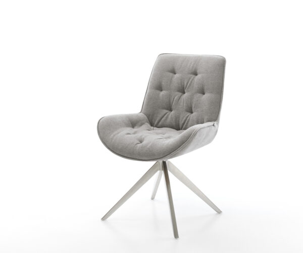 Jídelní židle Taimi-Flex látka Měkký šedá křížová podnož široká nerezová ocel 360° otočný houpací funkce