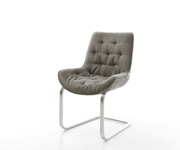 Jídelní židle Taimi-Flex bouclé měkký tmavě béžová konzolová podnož plochý nerezová ocel