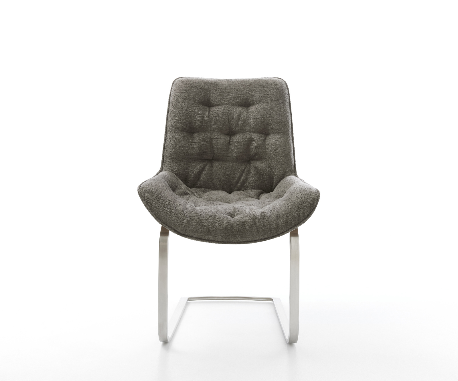 Jídelní židle Taimi-Flex bouclé měkký tmavě béžová konzolová podnož plochý nerezová ocel - Obrázek 2