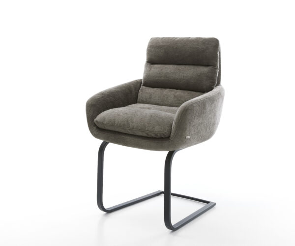 Jídelní židle Abelia-Flex s područkami bouclé měkký tmavě béžová jídelní židle plochá černá