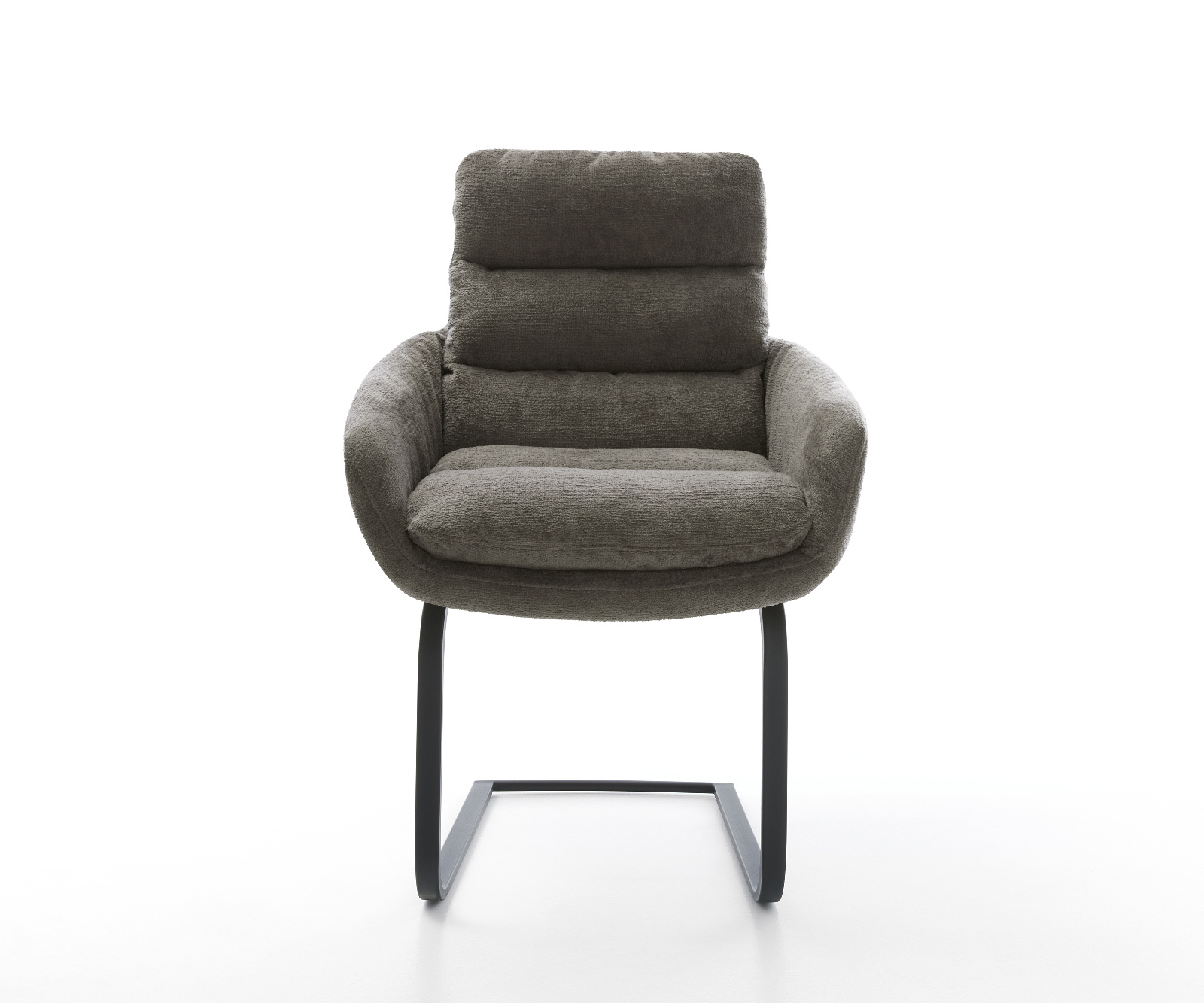 Jídelní židle Abelia-Flex s područkami bouclé měkký tmavě béžová jídelní židle plochá černá - Obrázek 2