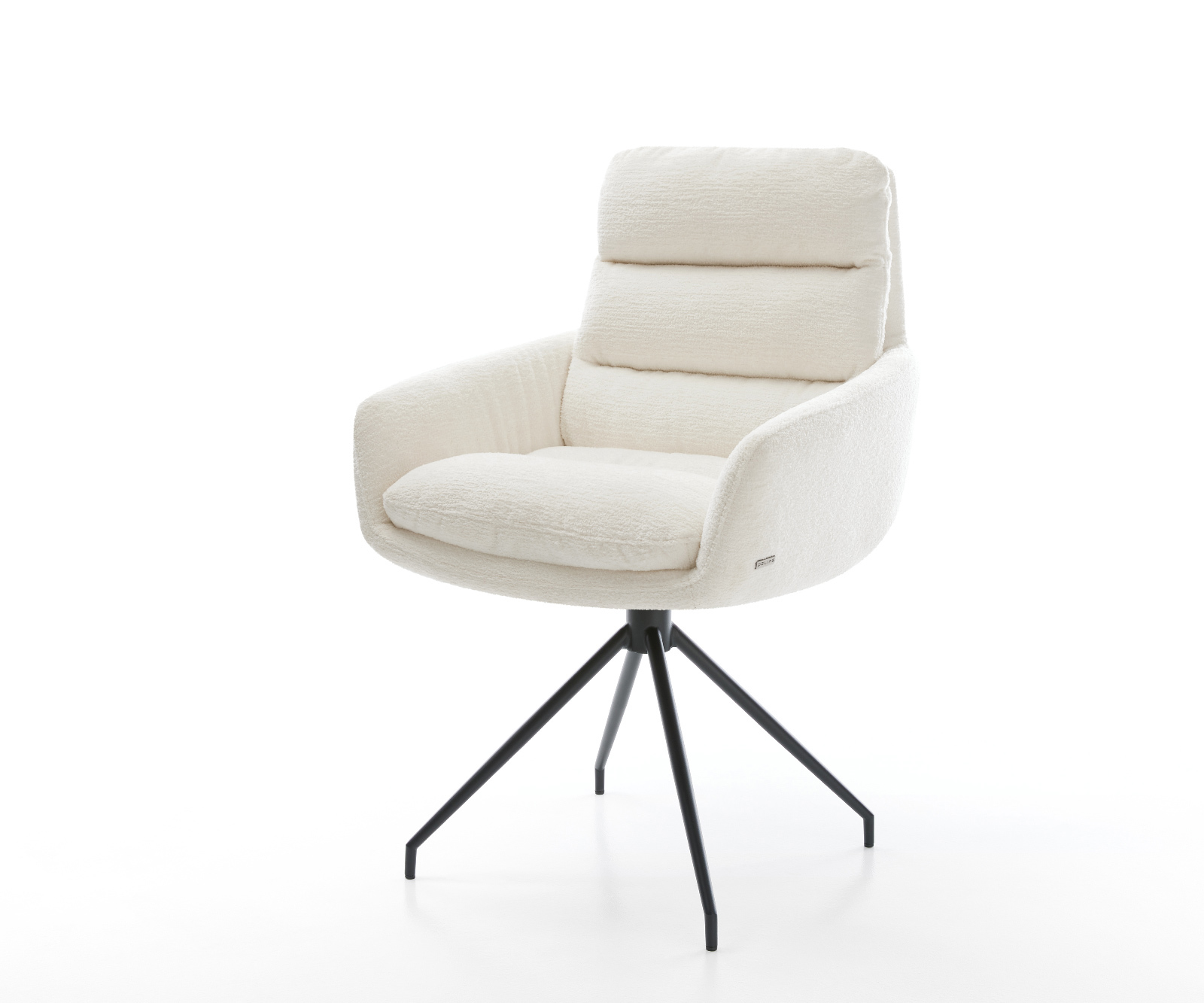 Jídelní židle Abelia-Flex s područkami bouclé měkký béžová křížová podnož zúžená černá