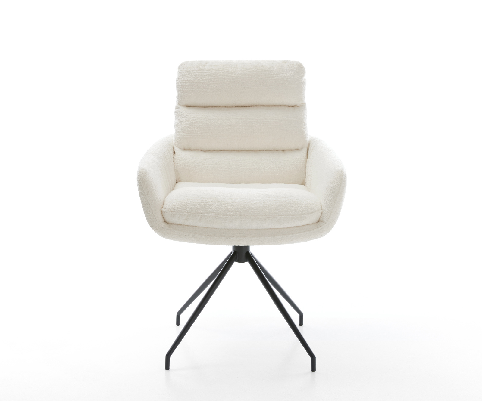 Jídelní židle Abelia-Flex s područkami bouclé měkký béžová křížová podnož zúžená černá - Obrázek 2