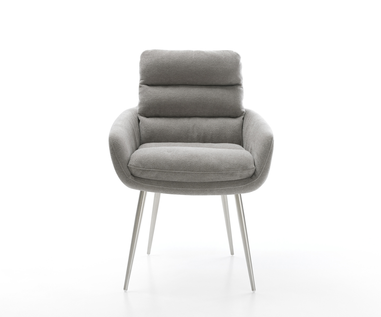 Jídelní židle Abelia-Flex s područkami strukturovaná látka Měkký šedá 4-nohá zúžená nerezová ocel - Obrázek 2