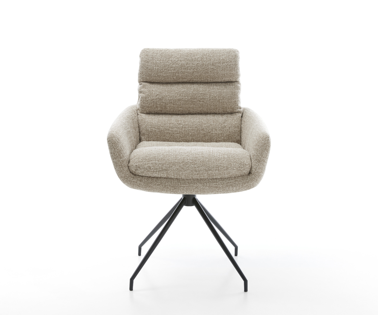 Jídelní židle Abelia-Flex s područkami látka Měkký béžová křížová podnož zúžená černá - Obrázek 2