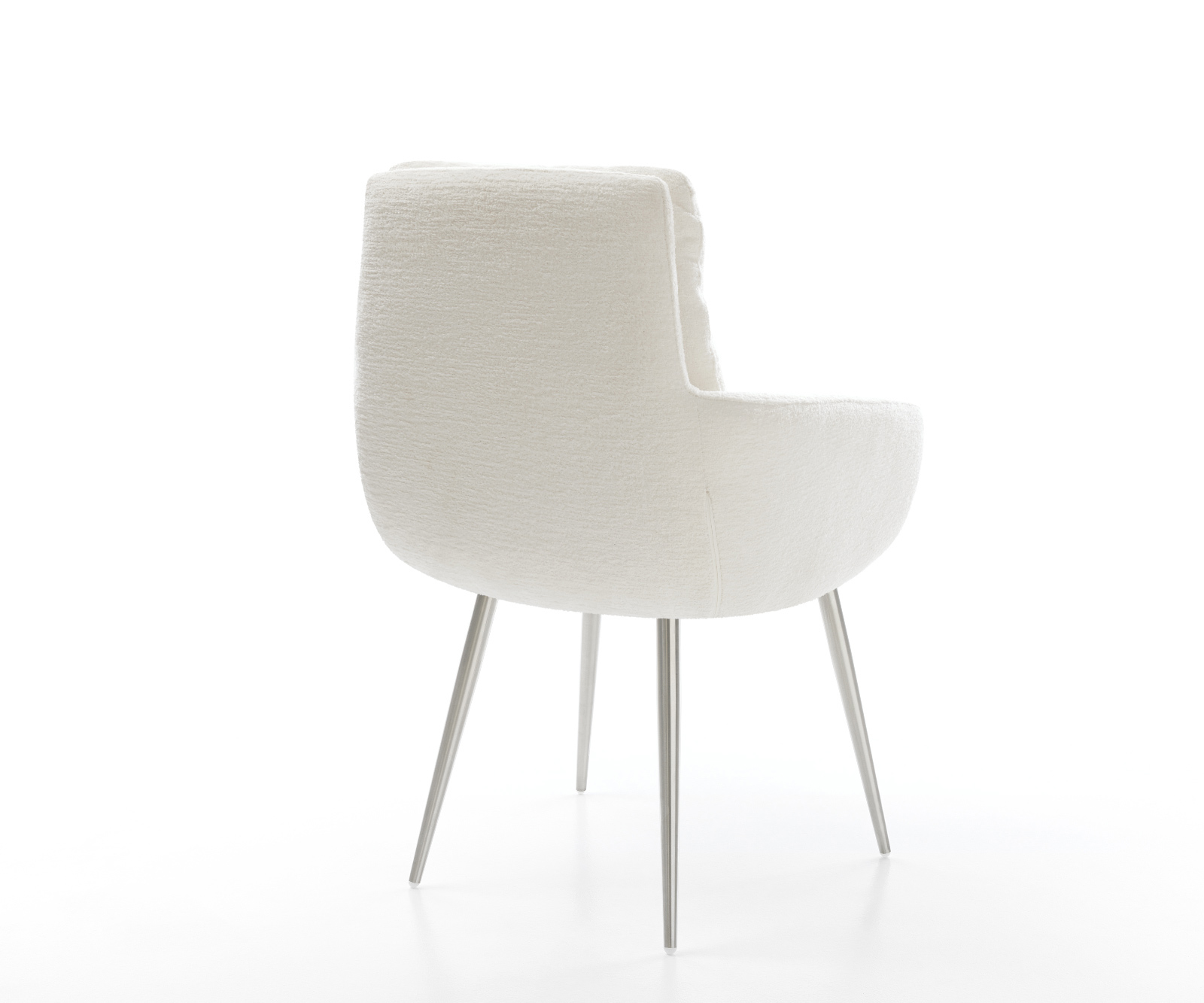 Jídelní židle Abelia-Flex s područkami bouclé měkký béžová 4-nohá zúžená nerezová ocel - Obrázek 5