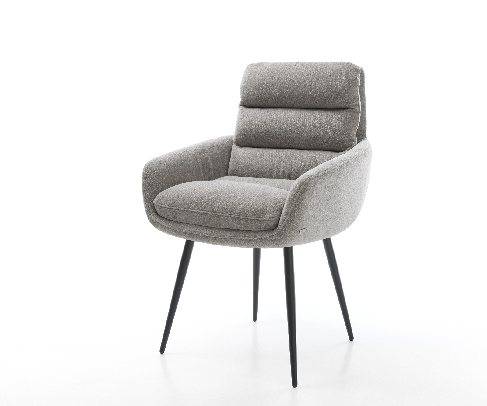 Jídelní židle Abelia-Flex s područkami strukturovaná látka Měkký šedá 4-nohá zúžená černá