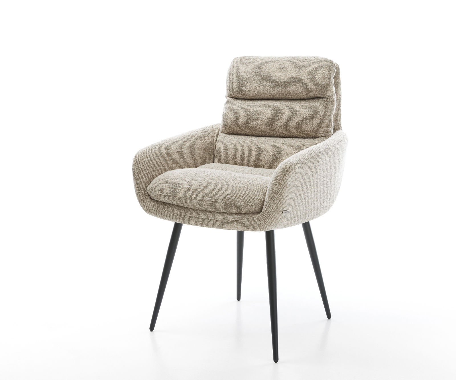 Jídelní židle Abelia-Flex s područkami látka Měkký béžová 4 nohy zúžené černá