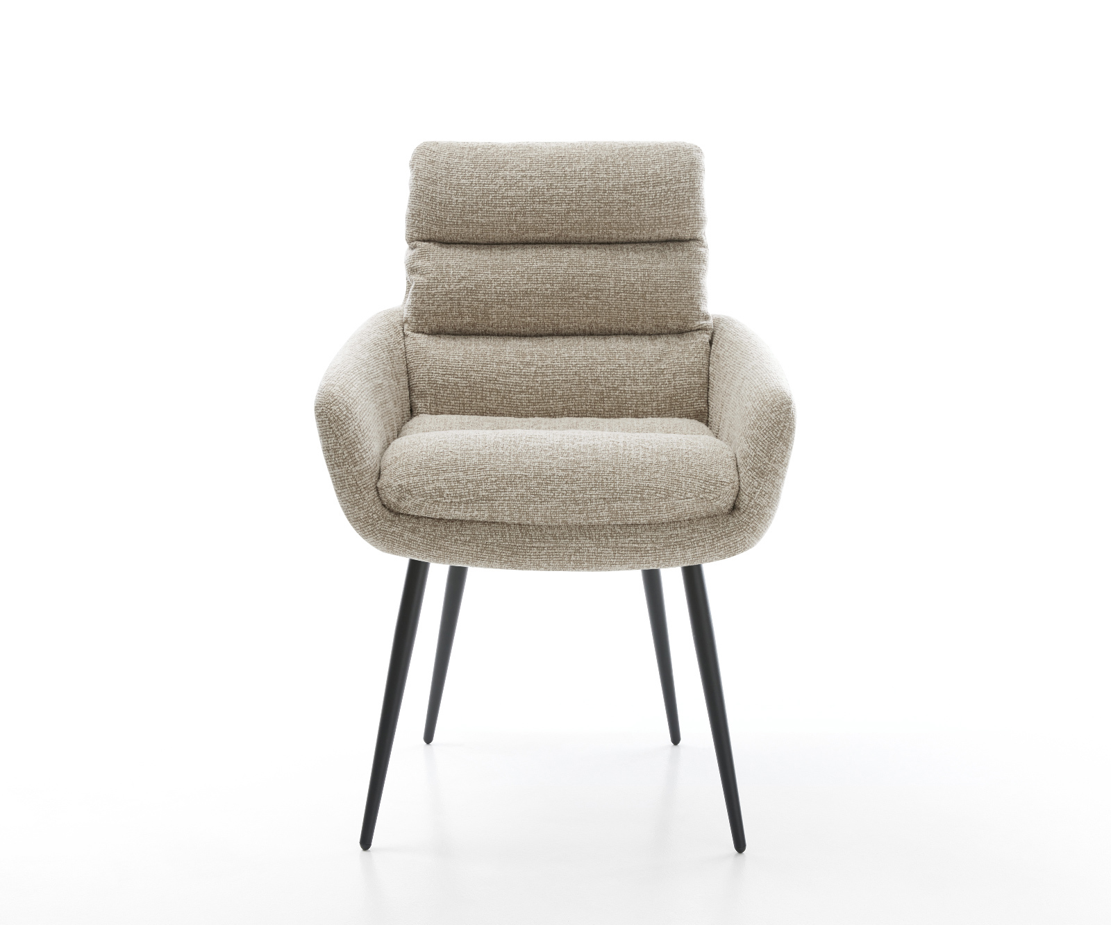 Jídelní židle Abelia-Flex s područkami látka Měkký béžová 4 nohy zúžené černá - Obrázek 2