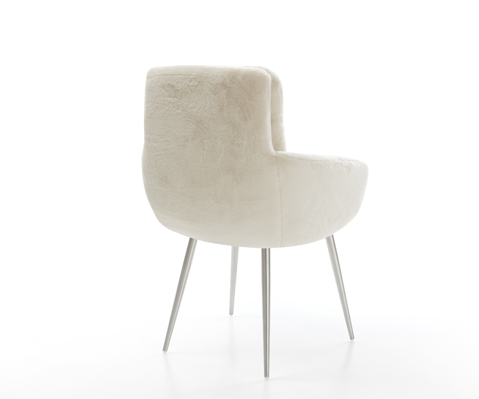 Jídelní židle Abelia-Flex s područkami plyšový manšestr krémová bílá 4 nohy zúžené nerezová ocel - Obrázek 5