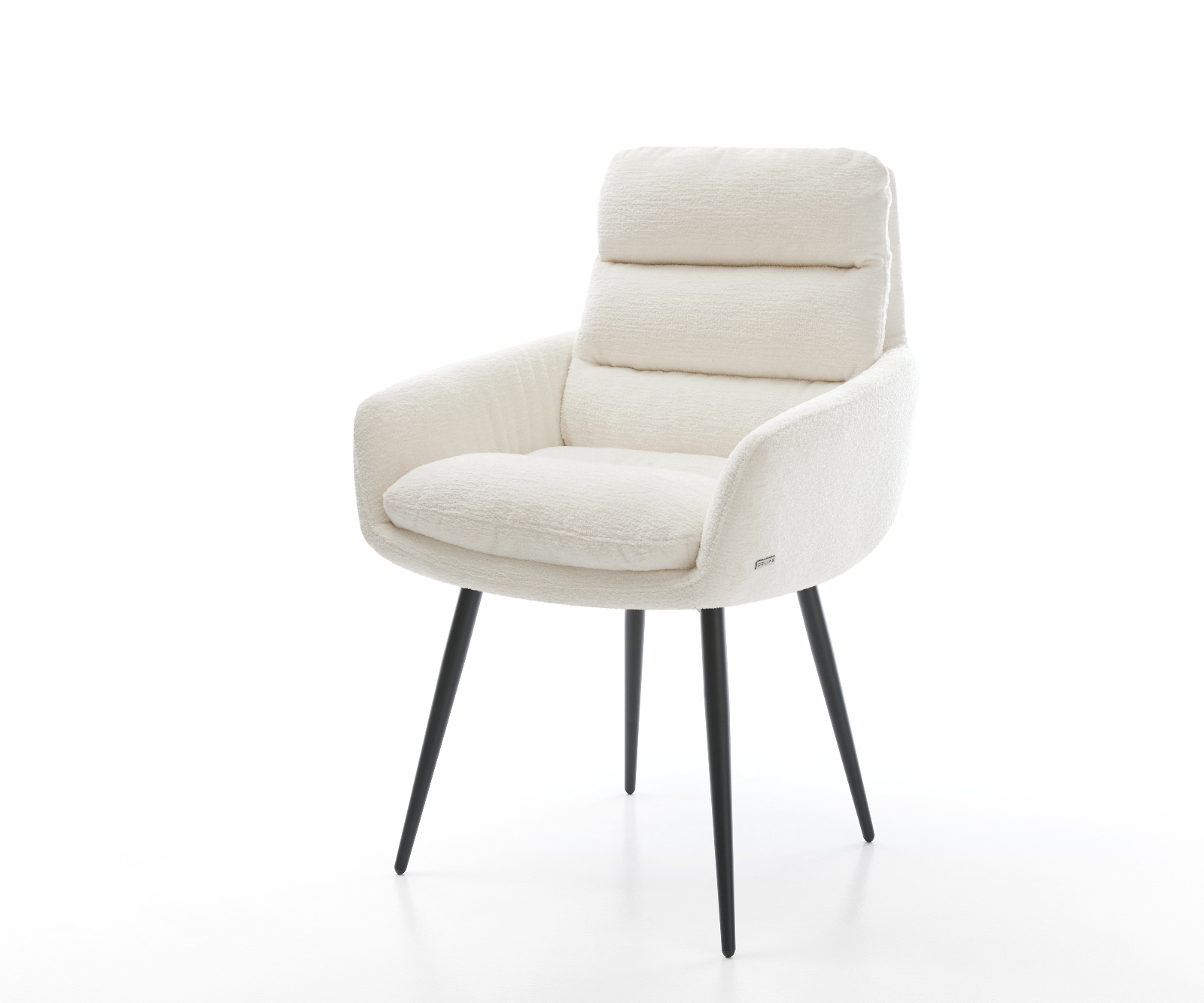 Jídelní židle Abelia-Flex s područkami bouclé měkký béžová 4-nohá zúžená černá