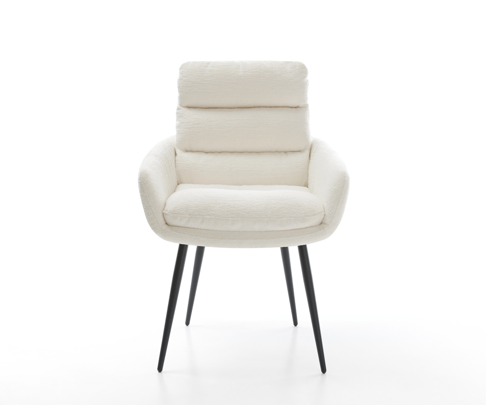 Jídelní židle Abelia-Flex s područkami bouclé měkký béžová 4-nohá zúžená černá - Obrázek 2