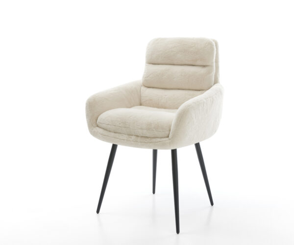 Jídelní židle Abelia-Flex s područkami plyšový manšestr krémová bílá 4-nohá zúžená černá