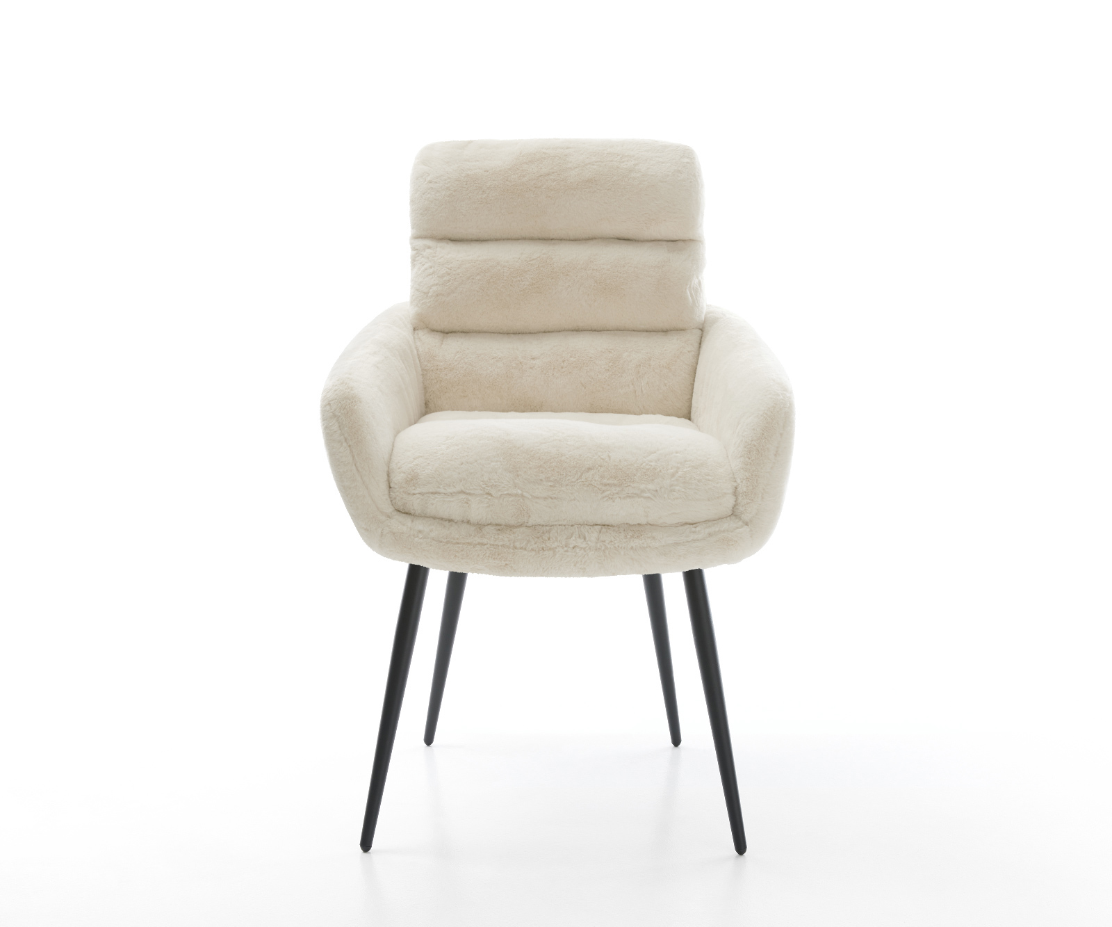 Jídelní židle Abelia-Flex s područkami plyšový manšestr krémová bílá 4-nohá zúžená černá - Obrázek 2