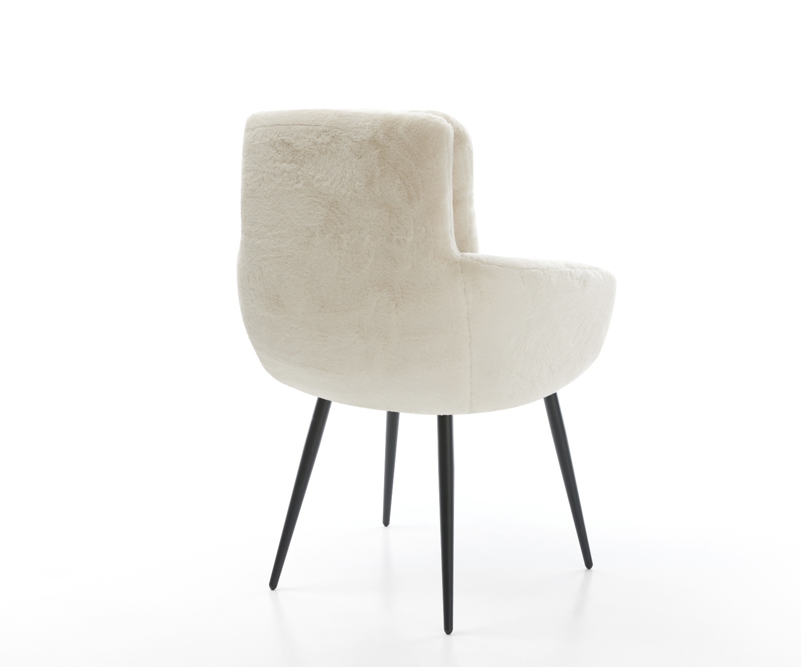 Jídelní židle Abelia-Flex s područkami plyšový manšestr krémová bílá 4-nohá zúžená černá - Obrázek 5