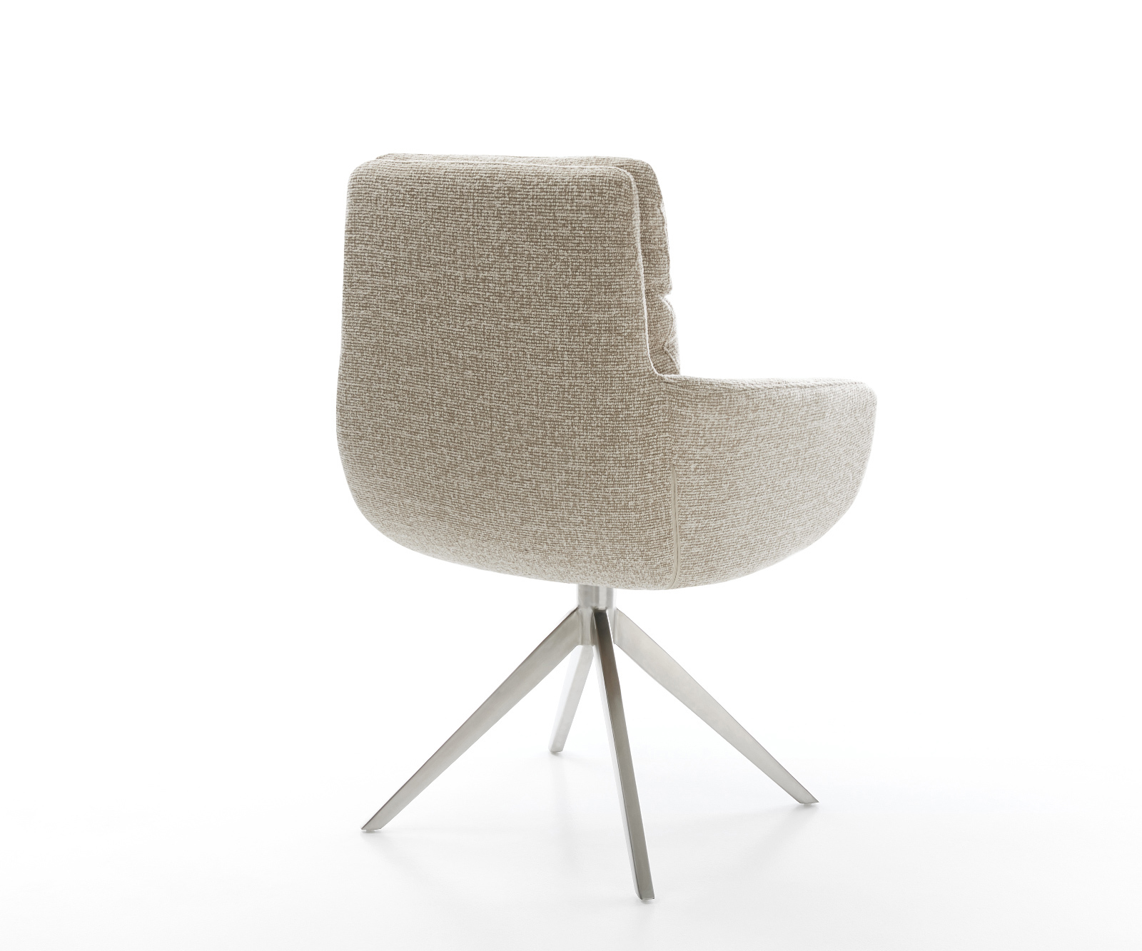 Jídelní židle Abelia-Flex s područkami látka Měkký béžová křížová podnož široká nerezová ocel 360° otočný houpací funkce - Obrázek 5