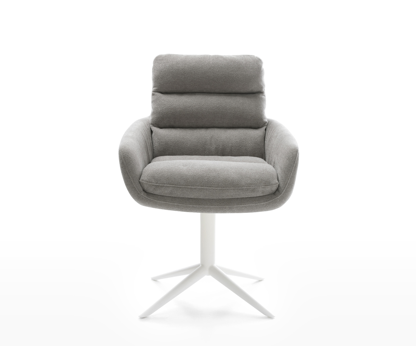 Jídelní židle Abelia-Flex s područkami potahová látka Měkký šedá křížová podnož bílá 360° otočný houpací funkce - Obrázek 2