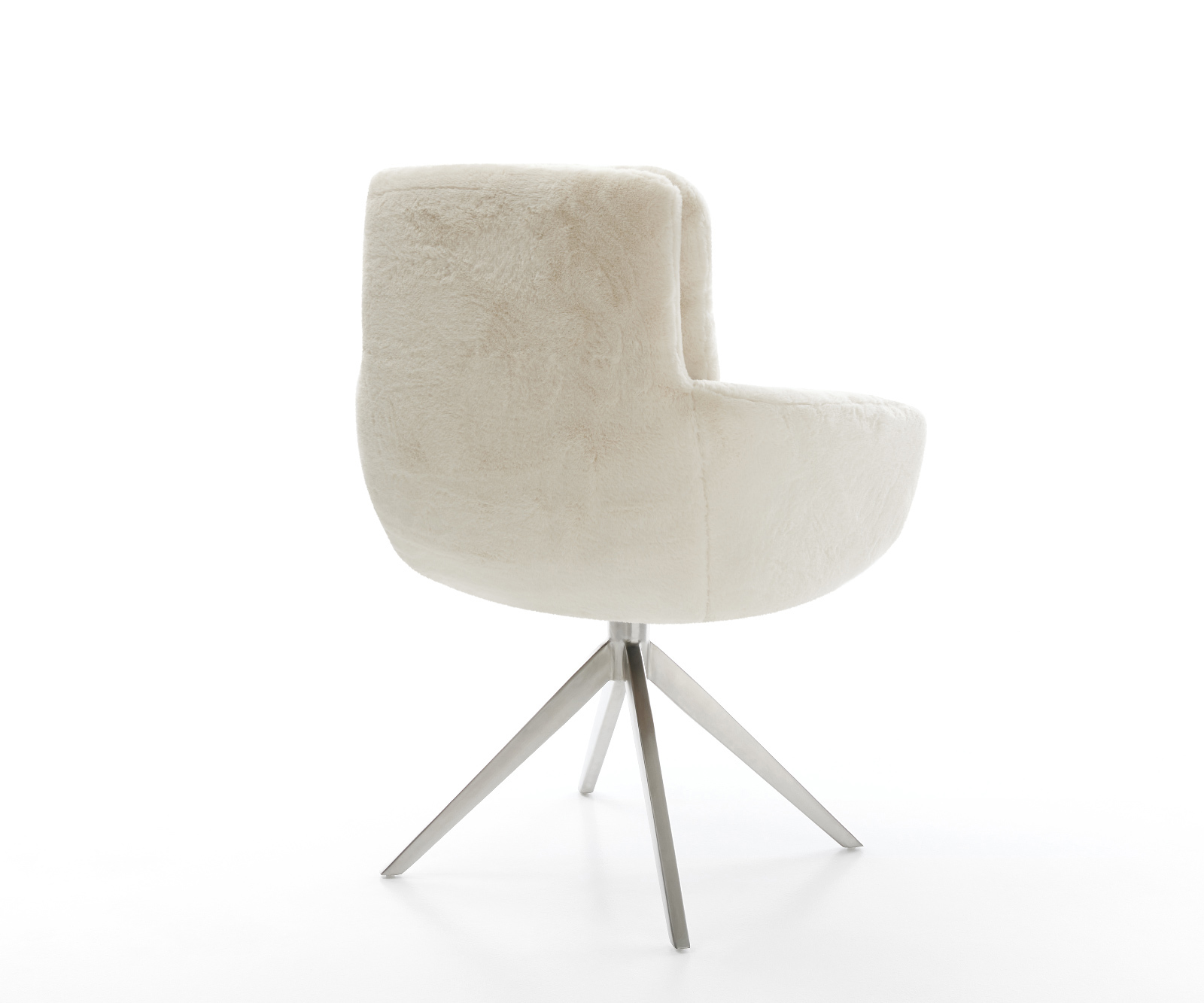 Jídelní židle Abelia-Flex s područkami plyšový manšestr krémová bílá křížová podnož široká nerezová ocel 360° otočný houpací funkce - Obrázek 5