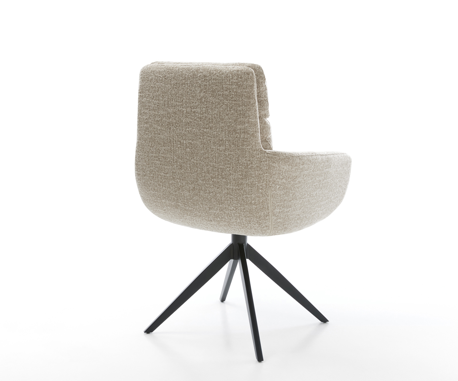 Jídelní židle Abelia-Flex s područkami látka Měkký béžová křížová podnož široká černá 360° otočný houpací funkce - Obrázek 5