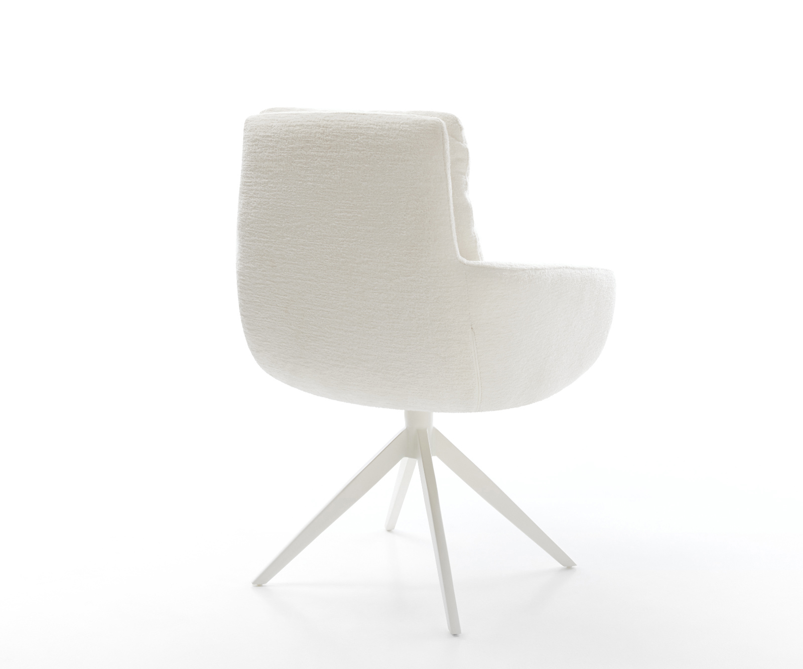 Jídelní židle Abelia-Flex s područkami bouclé měkký béžová křížová podnož široká bílá 360° otočná houpací funkce - Obrázek 5