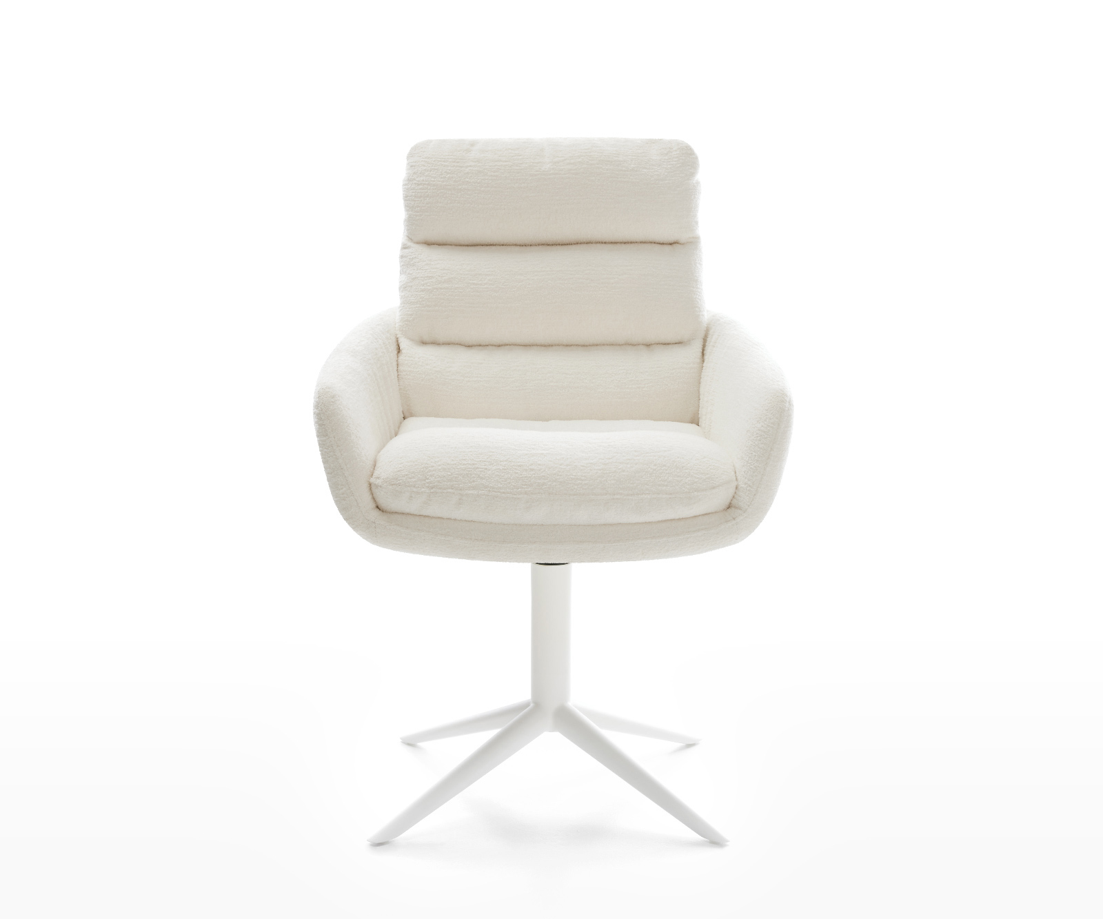 Jídelní židle Abelia-Flex s područkami bouclé měkký béžová bílá křížová podnož otočný o 360° houpací funkce - Obrázek 2